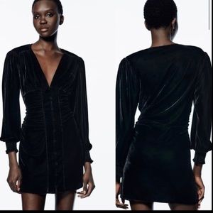 Zara Velvet button down dress size XS